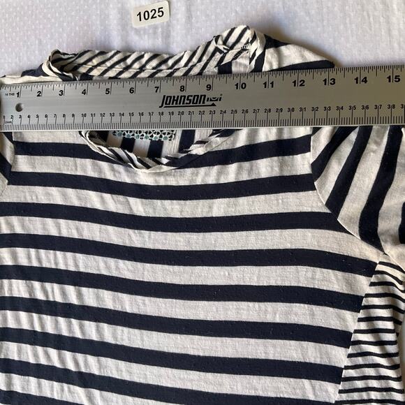 Maeve Women’s Long Sleeve Crew-neck Blouse size XS, White & Navy Blue Stripes - Picture 2 of 6